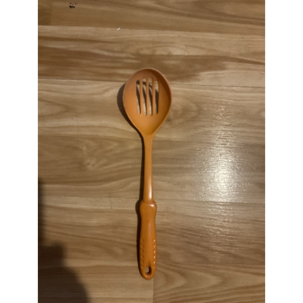 Orange Melamine Ware Slotted Spoon Kitchen Utensil Stir Serve Mix Vintage